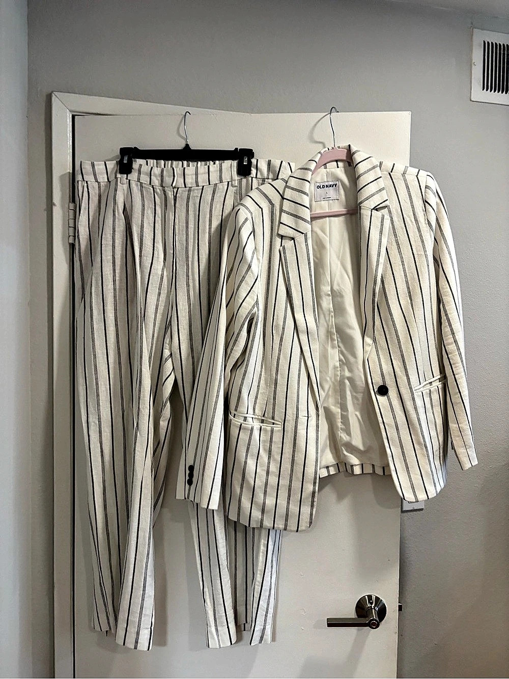 Old Navy Striped Linen-Blend Blazer and Taylor Wide-Leg Trouser Pants Set